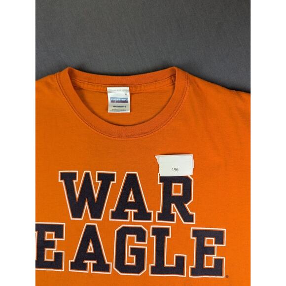 Auburn War Eagle T-Shirt Medium Men's Short Sleeve Cotton Orange Tee Pro Weight - Picture 9 of 9